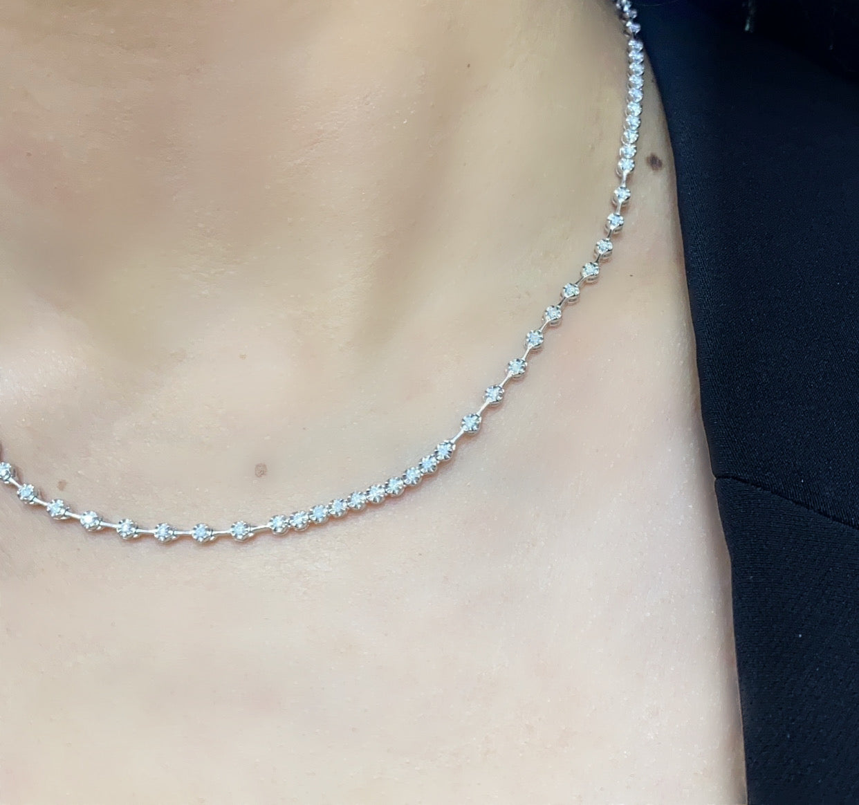 18K White gold 1.32ct natural Diamond Necklace G-SI1 DN060 INTJ
