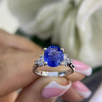 14K White Gold Natural Sapphire & Diamond Ring – 2.42CT Sapphire / 0.30CT Diamonds | SDR005
