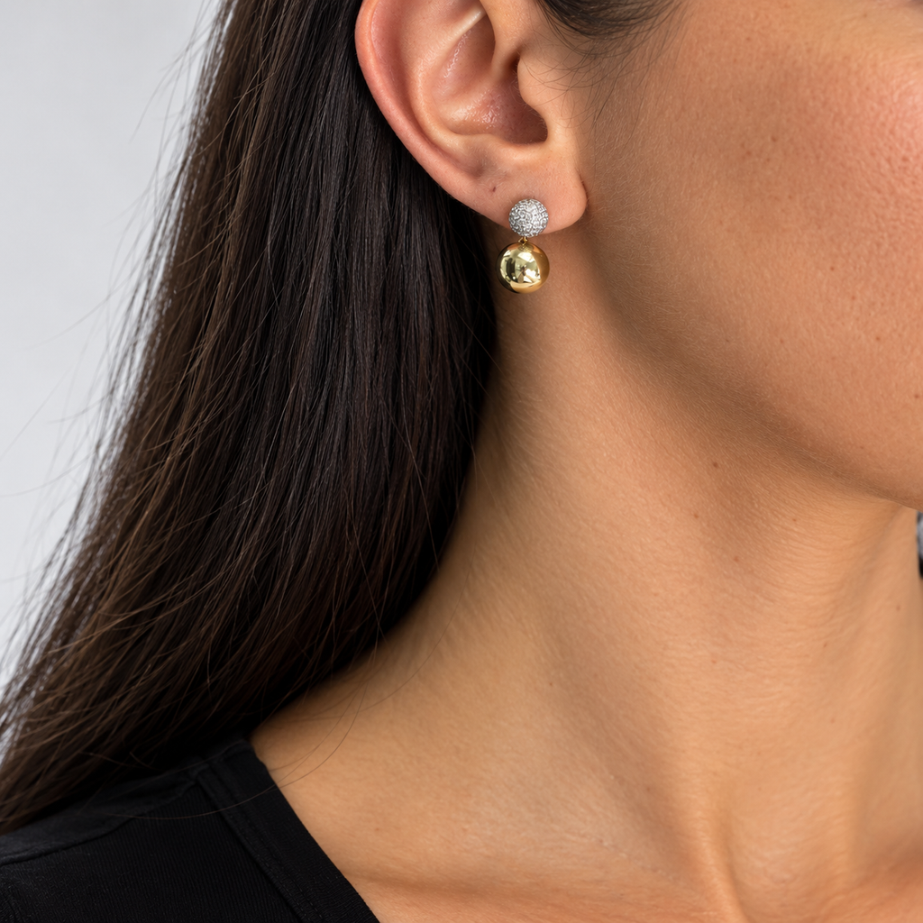 14K Two-Tone Gold 1.10 CT Diamond Earrings