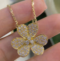 18K Yellow Gold Necklace Flower Style with 1.36ct natural diamonds