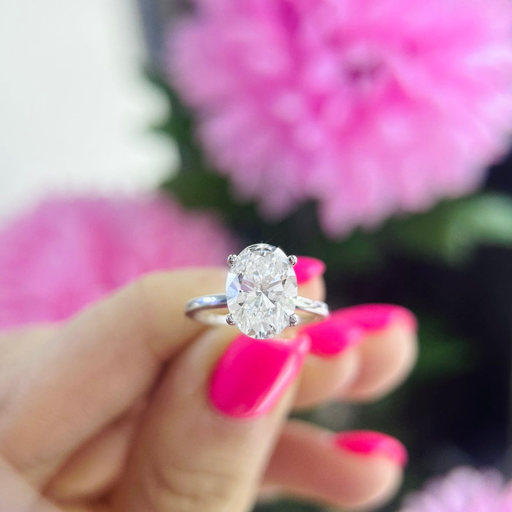14K White Gold Oval Lab-Grown Diamond Ring – 2.53CT F/VS | DIER157 IJTJ