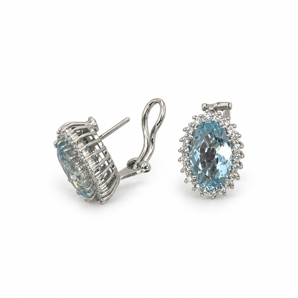 18K White Gold Aquamarine & Diamond Earrings – 9.00 CT Aquamarine, 1.00 CT Diamonds COLER02 GGJJ