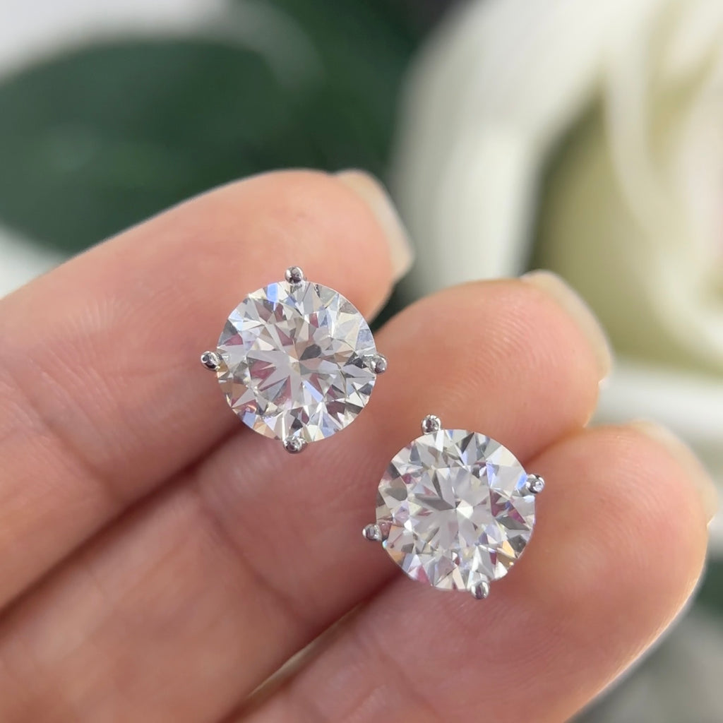 14K White Gold Lab Grown Diamond stud Earrings with 6.14ct ,HVS color. DIER0155 INTJ
