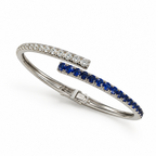 14KT White Gold Diamond Sapphire Bangle Bracelet with 1.44ct Diamonds & 1.85ct. Sapphires GTJJ