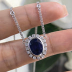 14K White Gold Sapphire & Diamond Necklace – 3.51CT Sapphire / 0.50CT Diamonds | SDN009