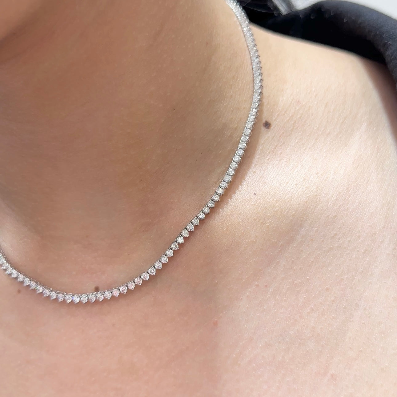 14K White Gold Natural Diamond Tennis Necklace – 6.51CT F-G/SI1 | PJN5293BWG