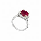 14K White Gold Ring with 2.33ct Oval Ruby and 0.80ct Diamonds
