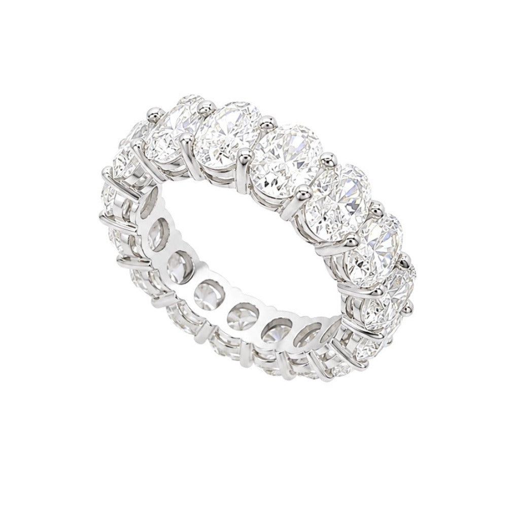 14K White Gold Oval Diamond Eternity Band Ring – 7.95CT WB180 IN,JJJ