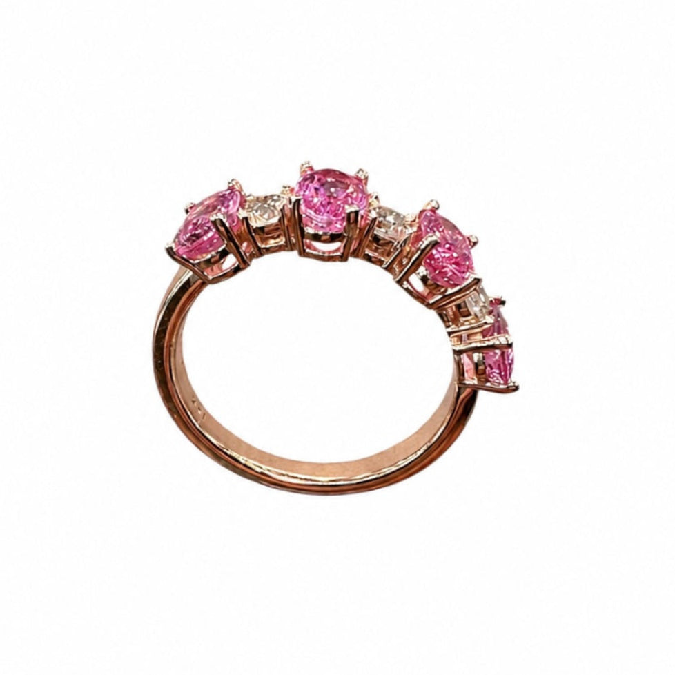14K Rose Gold Pink Sapphire & Diamond Ring SDR042 INJJ