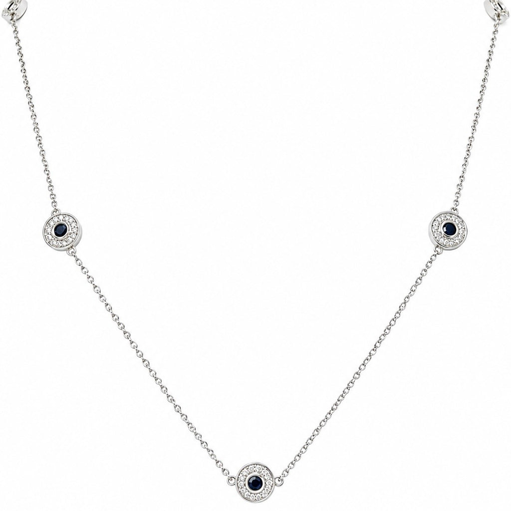14K White Gold Sapphire & Diamond Necklace – 1.55 CT Sapphire, 1.01 CT Diamond SDN023 IAJJ