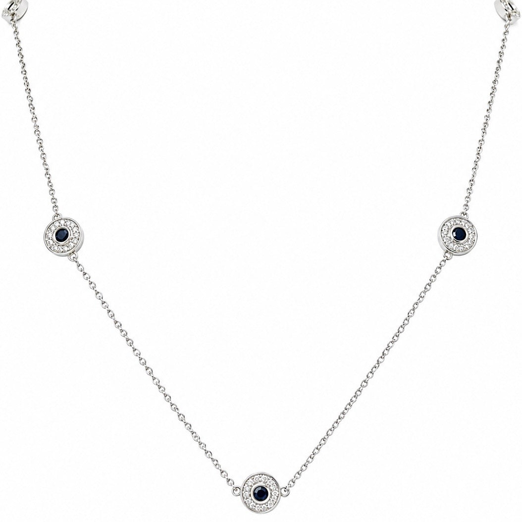 14K White Gold Sapphire & Diamond Necklace – 1.55 CT Sapphire, 1.01 CT Diamond SDN023 IAJJ