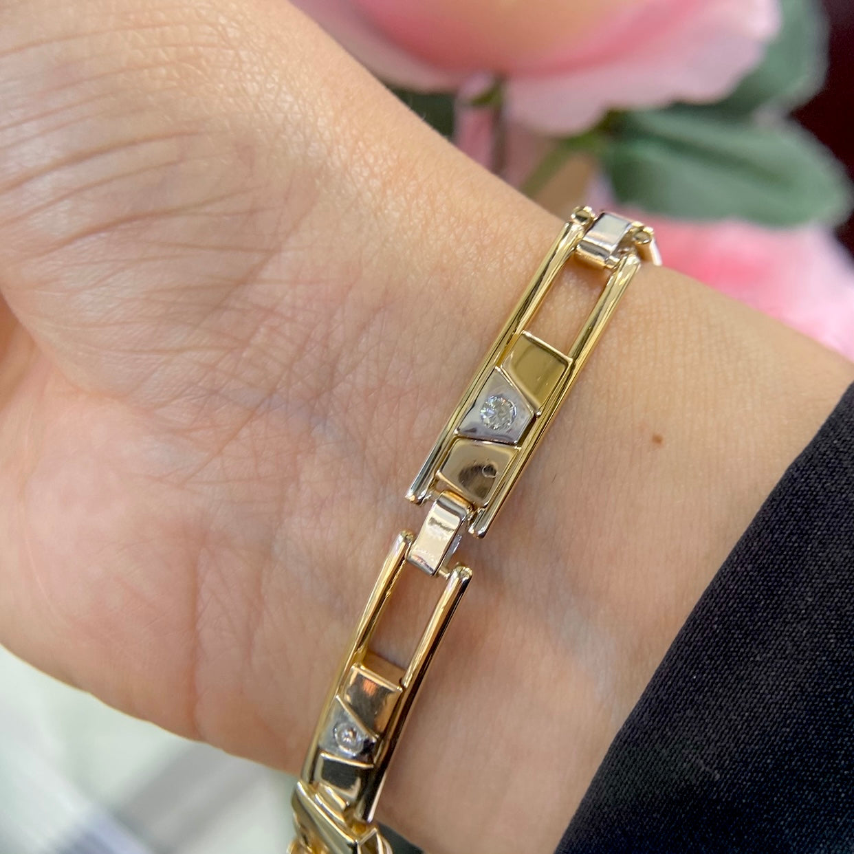 14K Yellow and White Gold Diamond Bracelet with 0.50CT Natural Diamonds
