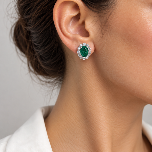 14K White Gold Emerald & Diamond Earrings — 5.76ct Emeralds, 1.80ct Diamonds EMER017 NZJJ