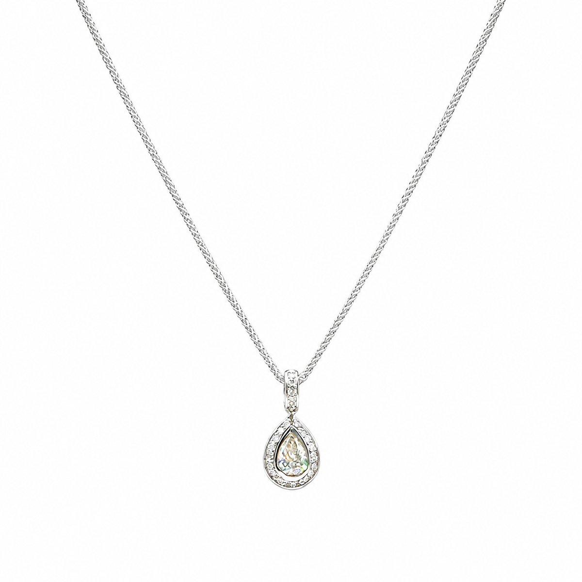 14k White Gold 1.85CT Diamond Pendant Necklace GEJJ