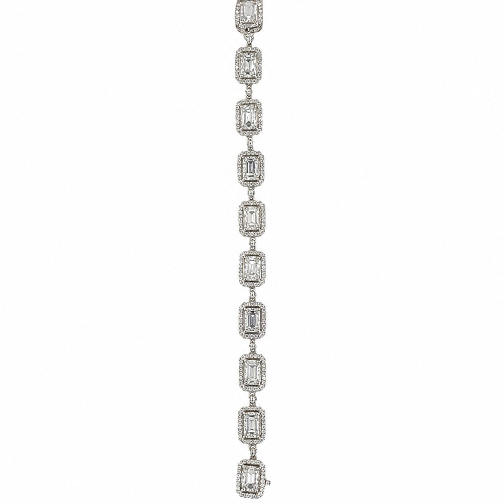 18K White Gold Emerald-Cut Diamond Link Bracelet – 5.07ct DB0070 TZJJ