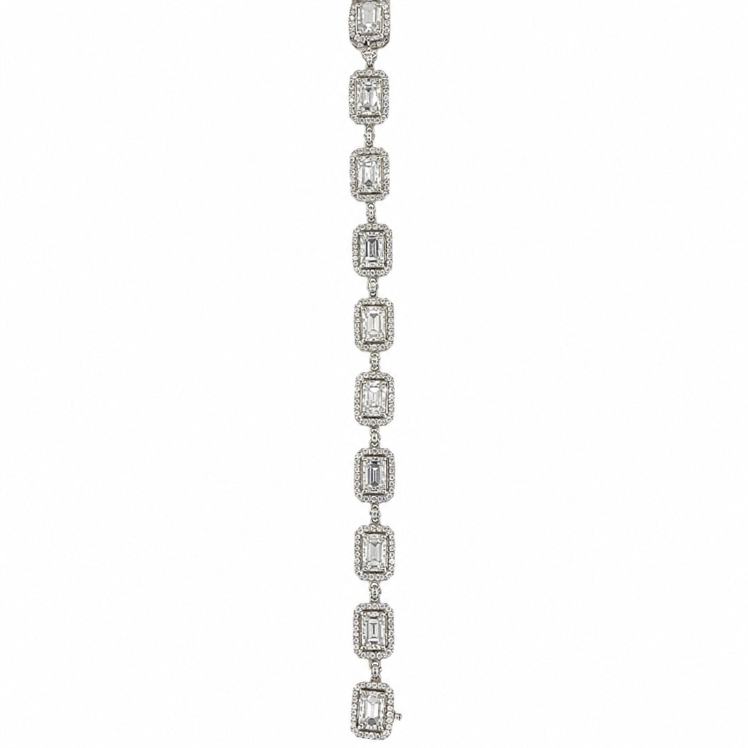18K White Gold Emerald-Cut Diamond Link Bracelet – 5.07ct DB0070 TZJJ