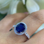 18K White Gold Natural Sapphire & Diamond Ring – 3.08CT Sapphire / 0.60CT Diamonds | SDR090
