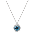 14K White Gold Pendant Necklace – 0.90 CT Diamonds & 11.92 CT Blue Topaz CDN011 STJ