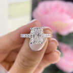 18K White Gold Cushion Cut Lab-Grown Diamond Ring – 3.33CT Center / 1.06CT Side Diamonds E/VS1 | CUSHDR0025