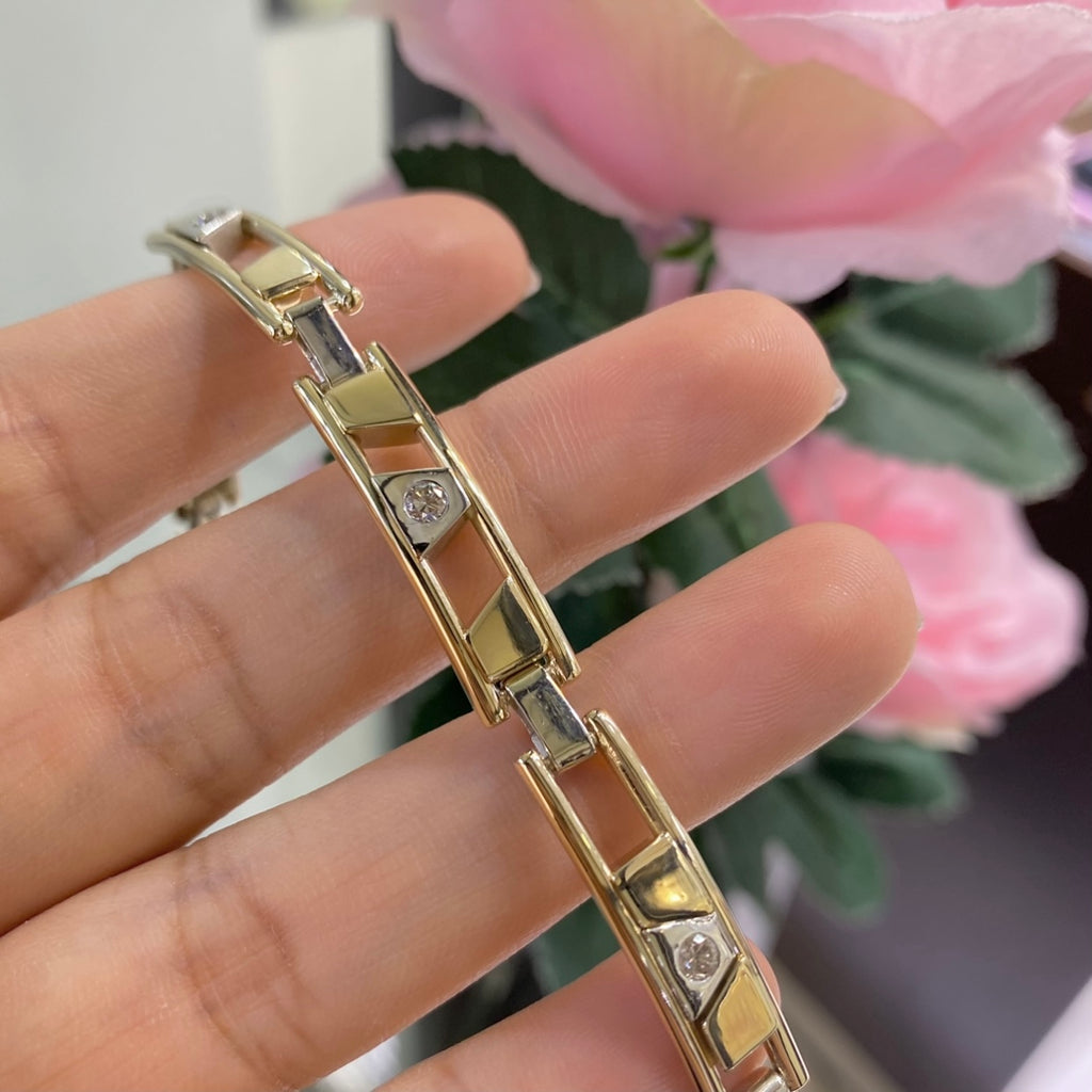 14K Yellow and White Gold Diamond Bracelet with 0.50CT Natural Diamonds