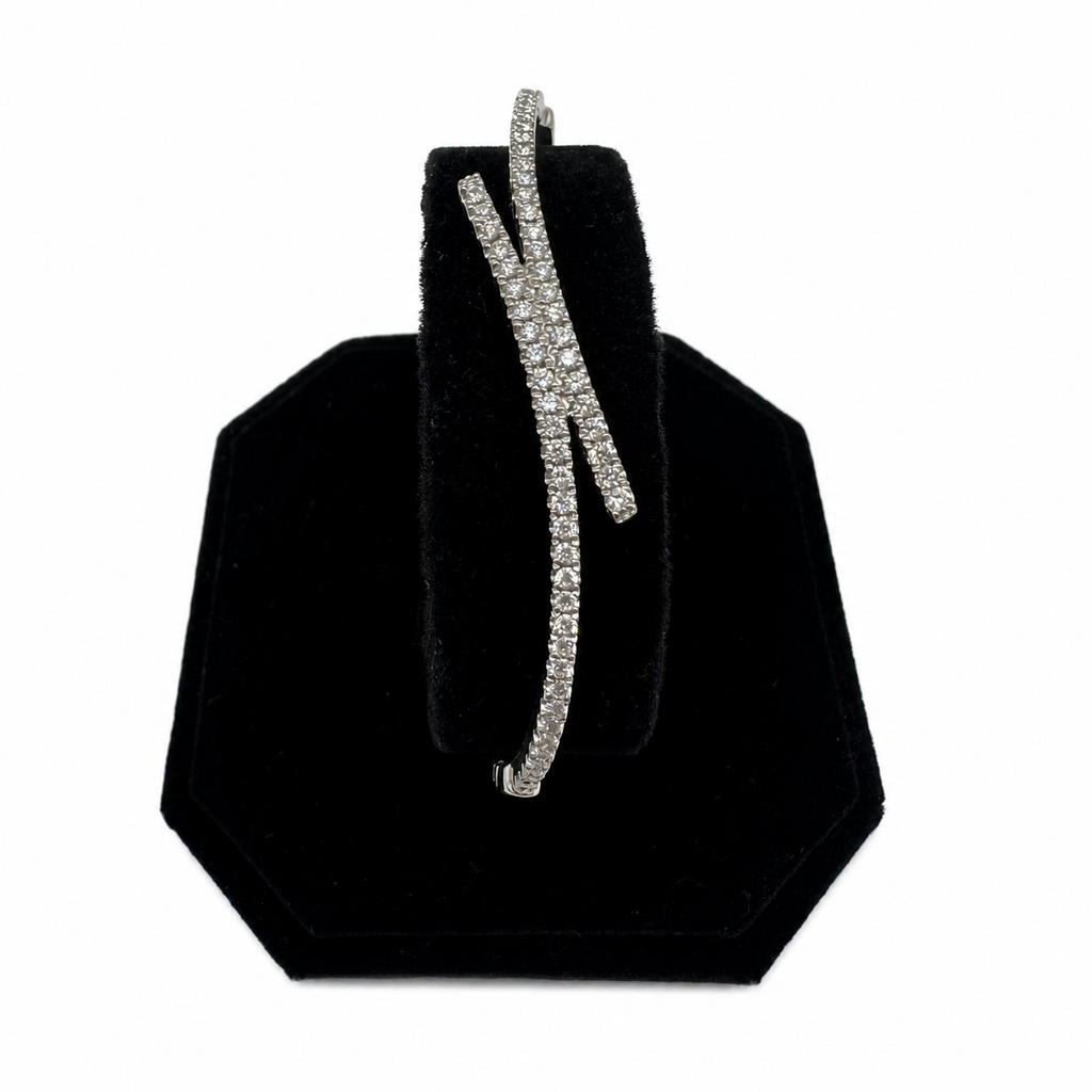 18K White Gold 1.13ct Diamond Bangle Bracelet IITJ