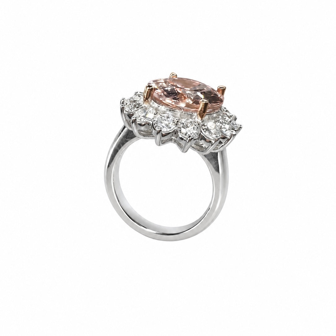 14K White Gold Oval Morganite & Diamond Ring – 5.93ct Morganite, 1.88ct Diamonds COLR009 INJJ