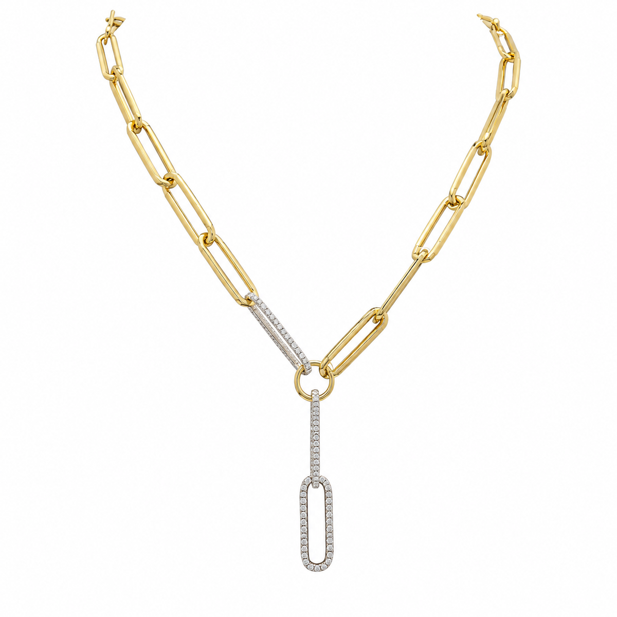 18K 2-Tone Gold Diamond Link Necklace – 0.65 CT NNJJ A48278N-1