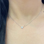 14K White Gold Bezel-Set Natural Diamond Pendant – 0.50CT I/SI1 | STJ
