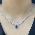 Diamond Tennis Necklace with Pear Shape Tanzanite COLN014