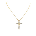 14K Yellow Gold Round Diamond Cross Pendant Necklace – 3.36CT Natural Diamonds DP056 NEJJ