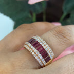 18K Rose Gold Emerald Cut Ruby & Diamond Ring – 2.74CT Ruby / 1.25CT Diamonds | RDR007