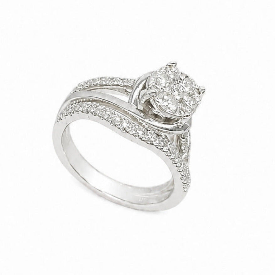 14K White Gold Engagement Ring & Wedding Band Set 0.50CT Diamonds RDER199 STJ