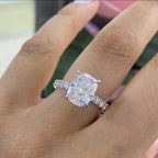 18K White Gold Cushion Cut Lab-Grown Diamond Ring – 3.33CT Center / 1.06CT Side Diamonds E/VS1 | CUSHDR0025