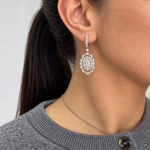 14K Two-Tone White & Rose Gold Diamond Earrings – 3.86 CT