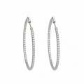 14K White Gold 2.30 Ct Diamond Hoop Earrings