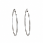 14K White Gold 2.30 Ct Diamond Hoop Earrings