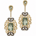 18K Yellow Gold Green Amethyst & Diamond Earrings – 47.31 CT NJJJ EA5916