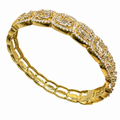 18K Yellow Gold Diamond Bangle Bracelet – 3.98CT Emerald & Round Cut Diamonds DB069 GEJJ