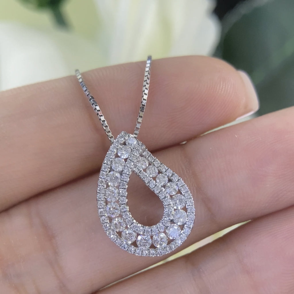 18K White Gold 1.35ct Diamond Pendant Teardrope SI,G-F. DP0024 ENJ