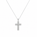 18K White Gold Round Diamond Cross Pendant Necklace – 1.60CT Diamonds IIJJ