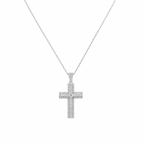 18K White Gold Round Diamond Cross Pendant Necklace – 1.60CT Diamonds IIJJ