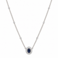 14K White Gold Pendant Necklace with 3.51ct Sapphires and 0.50ct Diamonds SDN009 ITJJ