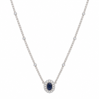 14K White Gold Pendant Necklace with 3.51ct Sapphires and 0.50ct Diamonds SDN009 ITJJ
