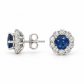 18K White Gold 1.81 Ct Sapphire Stud & 1.15 Ct Diamond Jacket Earrings