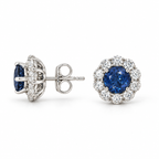 18K White Gold 1.81 Ct Sapphire Stud & 1.15 Ct Diamond Jacket Earrings