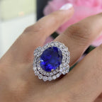 18K White Gold Natural Tanzanite & Diamond Ring – 7.50CT Tanzanite / 1.95CT Diamonds | TANR006