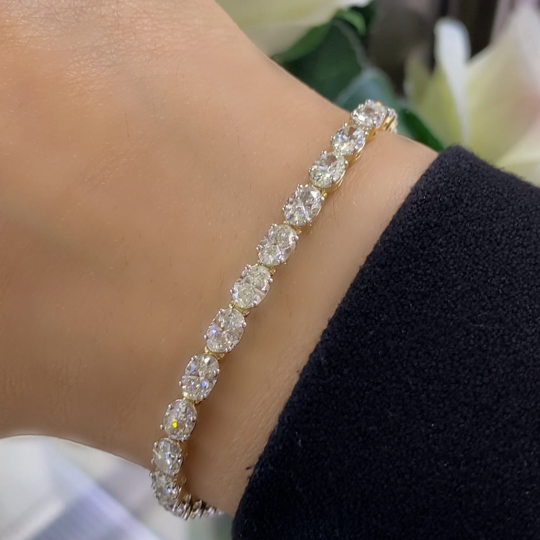 14K Yellow Gold Oval Cut Diamond Bracelet with 9.38CT Diamonds DB0072 LEJJ