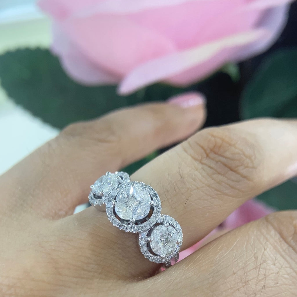 14K White Gold Diamond Ring – 1.42CT | DR058