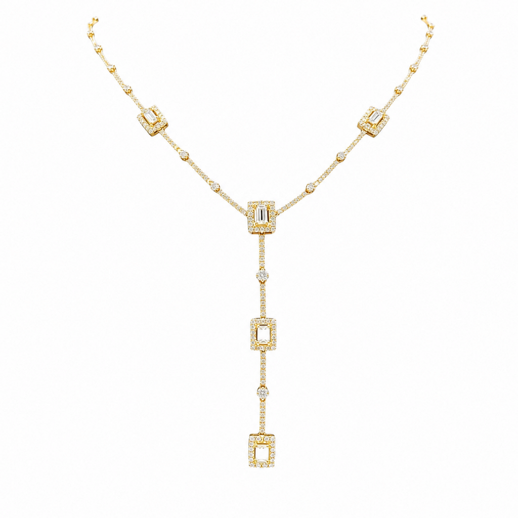 18K Yellow Gold Diamond Drop Necklace – 4.70 CT Diamonds NK02169