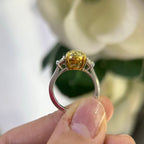 Platinum GIA Certified Fancy Yellow Diamond Ring – 4.01CT Center | BA766TS